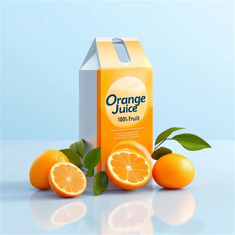 Photorealistic Illustration Of An Orange Juice Carton Premium AI