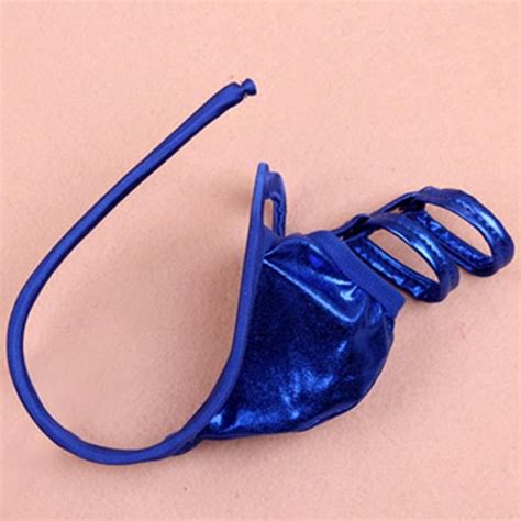 Slip sexy de sous vêtements invisibles pour hommes G Strings Lingerie entrejambe sans trace Bleu