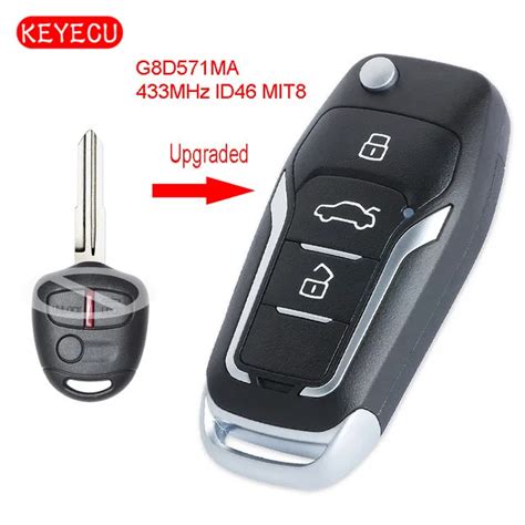 Keyecu Upgraded Flip Remote Car Key Fob 3 Button 433MHz ID46 Chip For