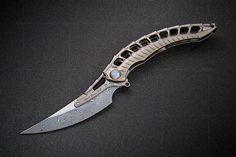 Rike Knife Alien 4 Damasteel Pocket Edc Folding Blade Titanium