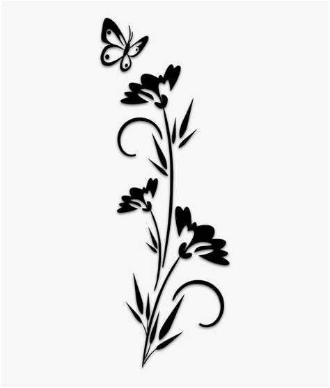 Butterflies And Flowers Stencil, HD Png Download , Transparent Png ...