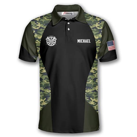 Darts Skull Camouflage Us Flag Custom Polo Shirts For Men Primesty