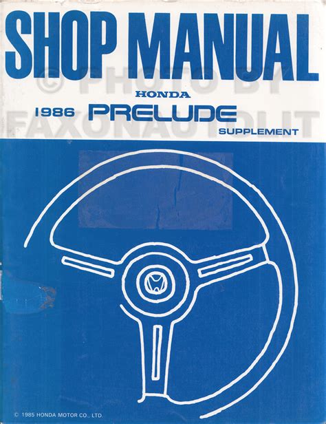 Honda Prelude Repair Manual Supplement Original