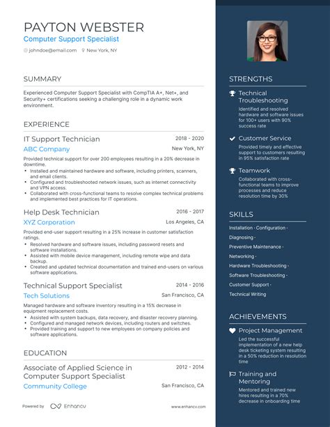 Computer Support Specialist Resume Examples Guide For