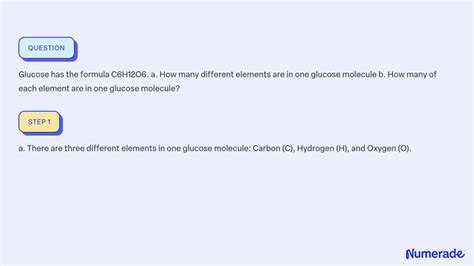 SOLVED: Glucose has the formula C6H12O6. a. How many different elements ...