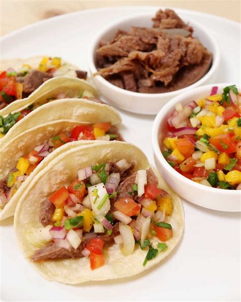 Beef Tongue Tacos With Spicy Mango Salsa