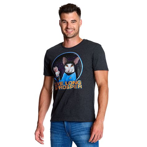 Star Trek Cat Spock Live Long And Prosper T Shirt Grau Elbenwald