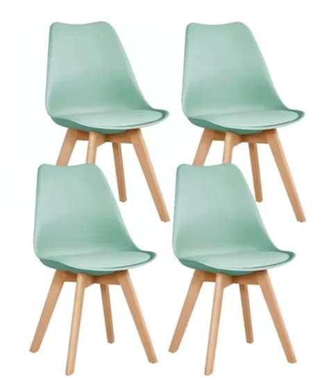 Ripley Pack Silla De Comedor Tulip Asiento Acolchado Menta