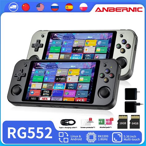 Anbernic Consola De Juegos Port Til RG353P RG552 Sistema Dual Pantalla