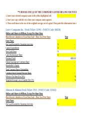 Fin Final Project Excel Workbook Assignment Xlsx Choose One