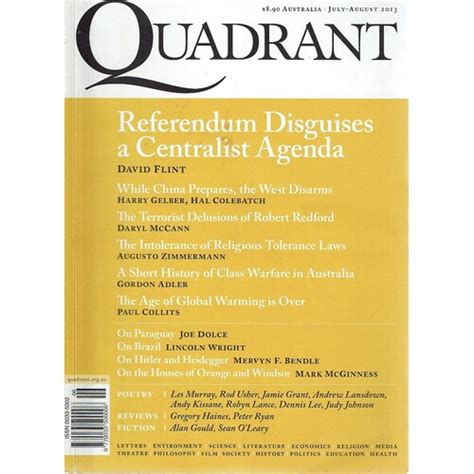 Quadrant Magazine, July August 2013. One Of Australia's Leading Intellectual Magazines | Marlowes