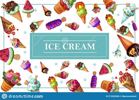 Cartoon Tasty Ice Cream Concept Stock Vector Illustration Of