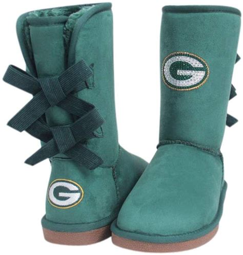 Womens Cuce Green Green Bay Packers Patron Bow Boots Bow Boots