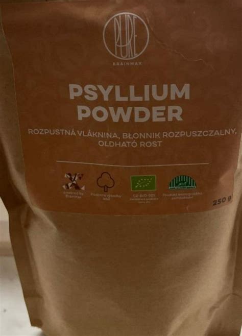 Psyllium powder BrainMax kalorie kJ a nutriční hodnoty