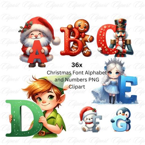 Christmas Font Alphabets And Numbers Png Clipart For Commercial Use