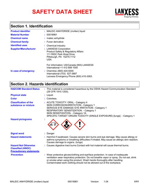 Maleic Anhydride Molten