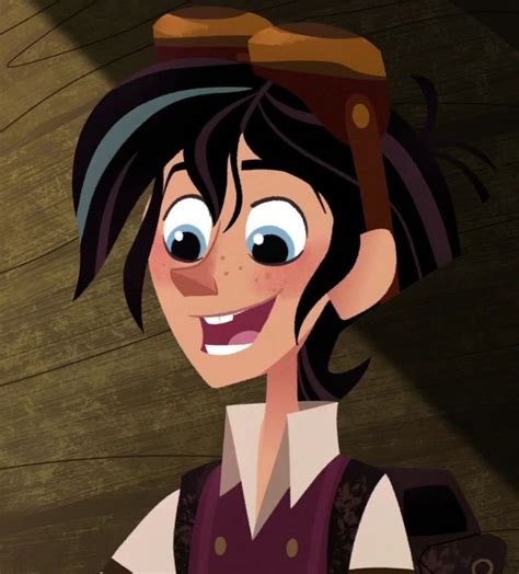 An Animated Image Of A Woman With Black Hair And Blue Eyes Smiling At The Camera