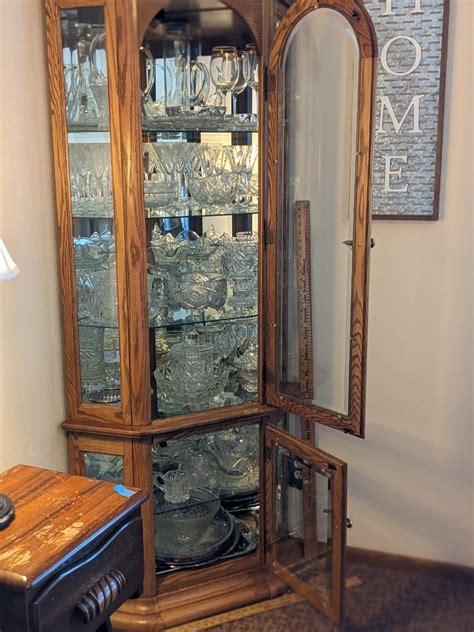 Quality Oak Lighted Curio Cabinet