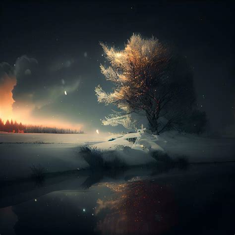 Winter Night Landscape Stock Photos, Images and Backgrounds for Free Download