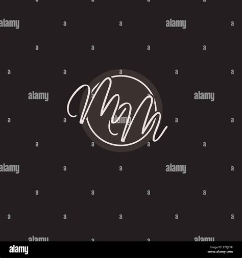 Initials MM logo monogram with simple circle line style vector graphic ...