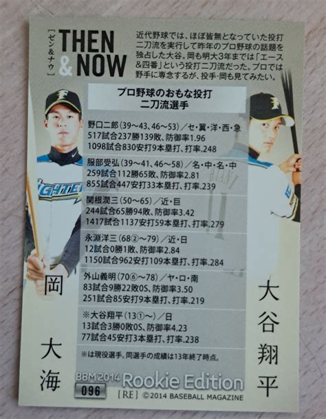 Yahooオークション 大谷翔平日本ハム Bbm2014ルーキーエディショ