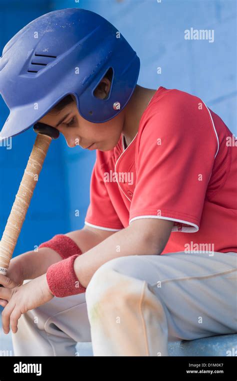 Sad Hispanic Baseball Player Stock Photo Alamy