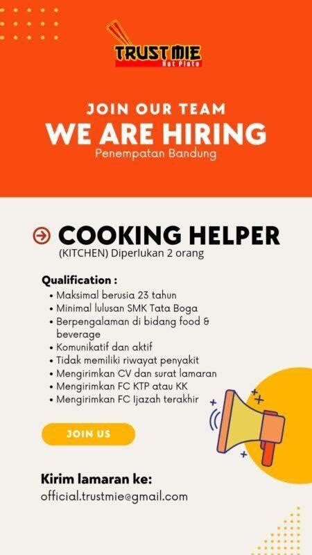 Lowongan Kerja Cook Helper Di Trust Mie Hotplate Lokerbandung Id