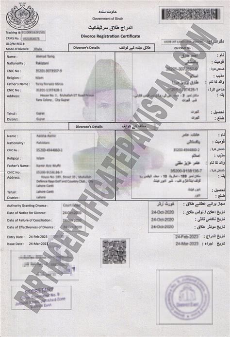 Nadra Divorce Certificate Pakistan