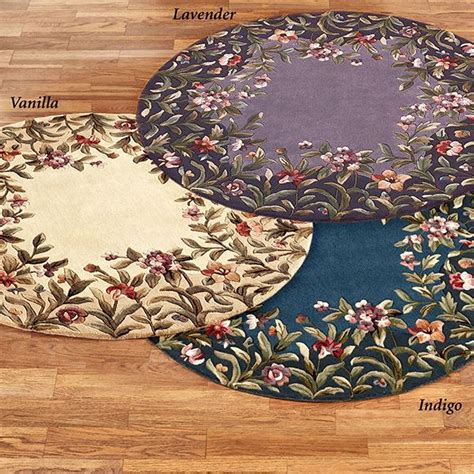 Felisha Floral Border Wool Round Rugs Wool Area Rugs Round Rugs