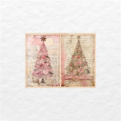 Pink Christmas Tree Junk Journal Page Vintage Merry Christmas Etsy Uk