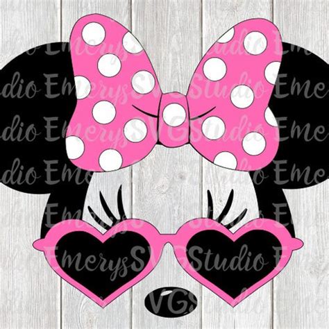 Svg Dxf File For Minnie With Heart Sunglasses And Dot Bow Etsy