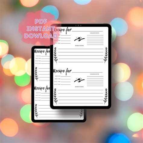 Printable Recipe Card Template Recipe Card Template Recipe - Etsy