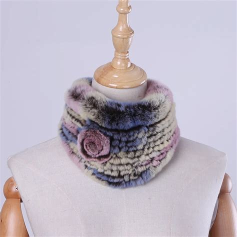 Genuine Real Rex Rabbit Knitted Women S Winter Fur Scarf Scarves Girl S Lovely Neck Warmer Ring