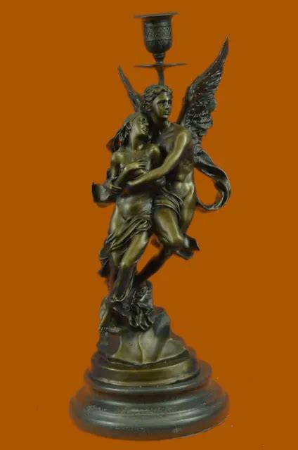 Art Deco Marmo Bronzo Scultura Angelo Psiche E Eros Statua Figura