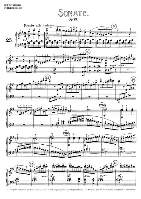 Ludwig Van Beethoven Piano Sonata Op 79 1st Movt 琴譜pdf 香港流行鋼琴協會琴譜下載 ★