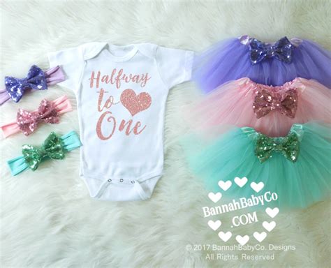 Halfway To One Baby Girl Outfit 6 Month Outfit Baby Girl Etsy