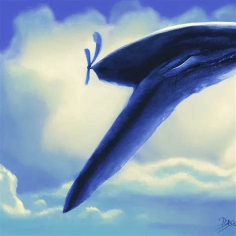 Concept Art Blue Whale Fly In The Cloud Digital Stable Diffusion