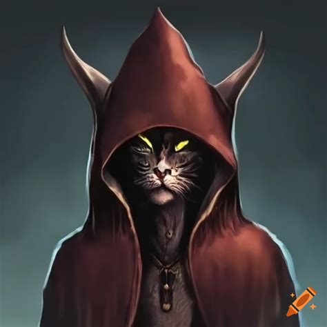 Sinister Vizier With Cat Like Features In Dark Robes Holding A Scepter