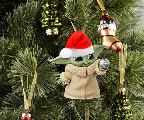 Baby Yoda Santa Christmas Decoration With Santa Hat Christmas