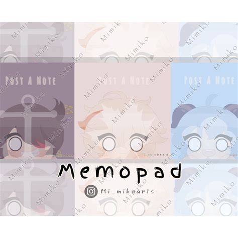 Genshin Impact Memopad Notepad Beidou Kazuha Ganyu 75gsm 80 Sheets