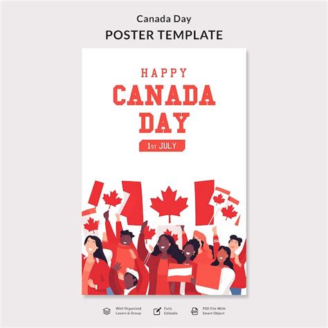 Folheto De Modelos De Cartaz Feliz Dia Do Canad Psd Premium