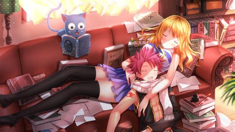 Download Cute Anime Couple Sleeping On Couch Wallpaper | Wallpapers.com