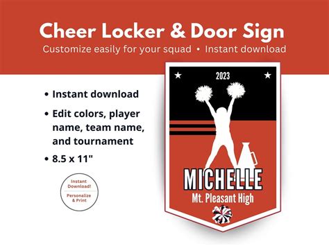 Editable Cheer Locker Door Sign Cheerleader Locker Decoration Name Tag Cheer Squad Travel