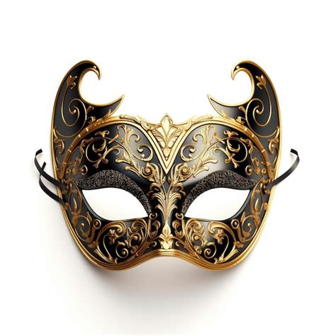 Premium AI Image Black And Gold Carnival Mask On White Background