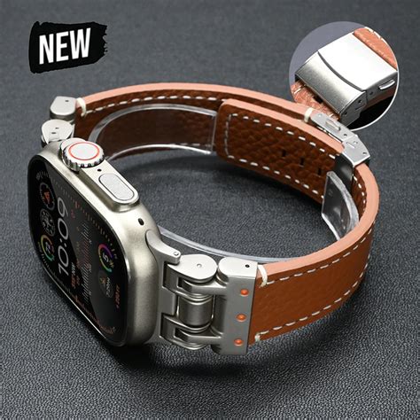 Correa De Cuero Genuino Para Apple Watch Ultra Pulsera De Color