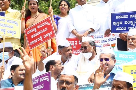 Karnataka Congress Protests Against Revised Textbooks Demands Cms