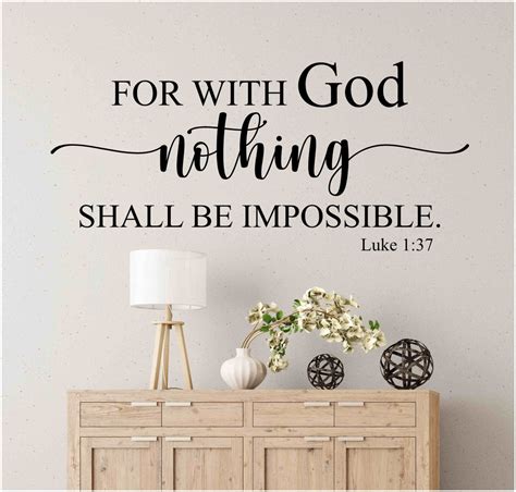 For With God Nothing Shall Be Impossible Scripture Wall Decal Bible