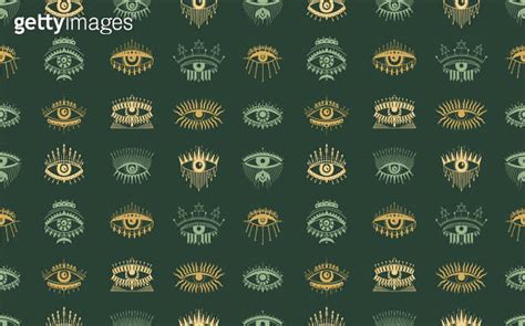 Evil Seeing Eye Symbol Seamless Pattern Occult Mystic Emblem Graphic