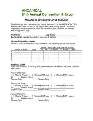 Fillable Online AHCA NCAL CEU Change Request Form Fax Email Print