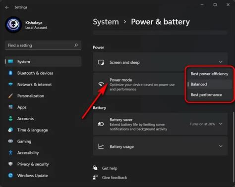 Adjusting Power Settings In Windows